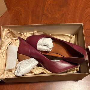 Madewell Burgundy Heeled Shoes: The Frankie Pump, Leather